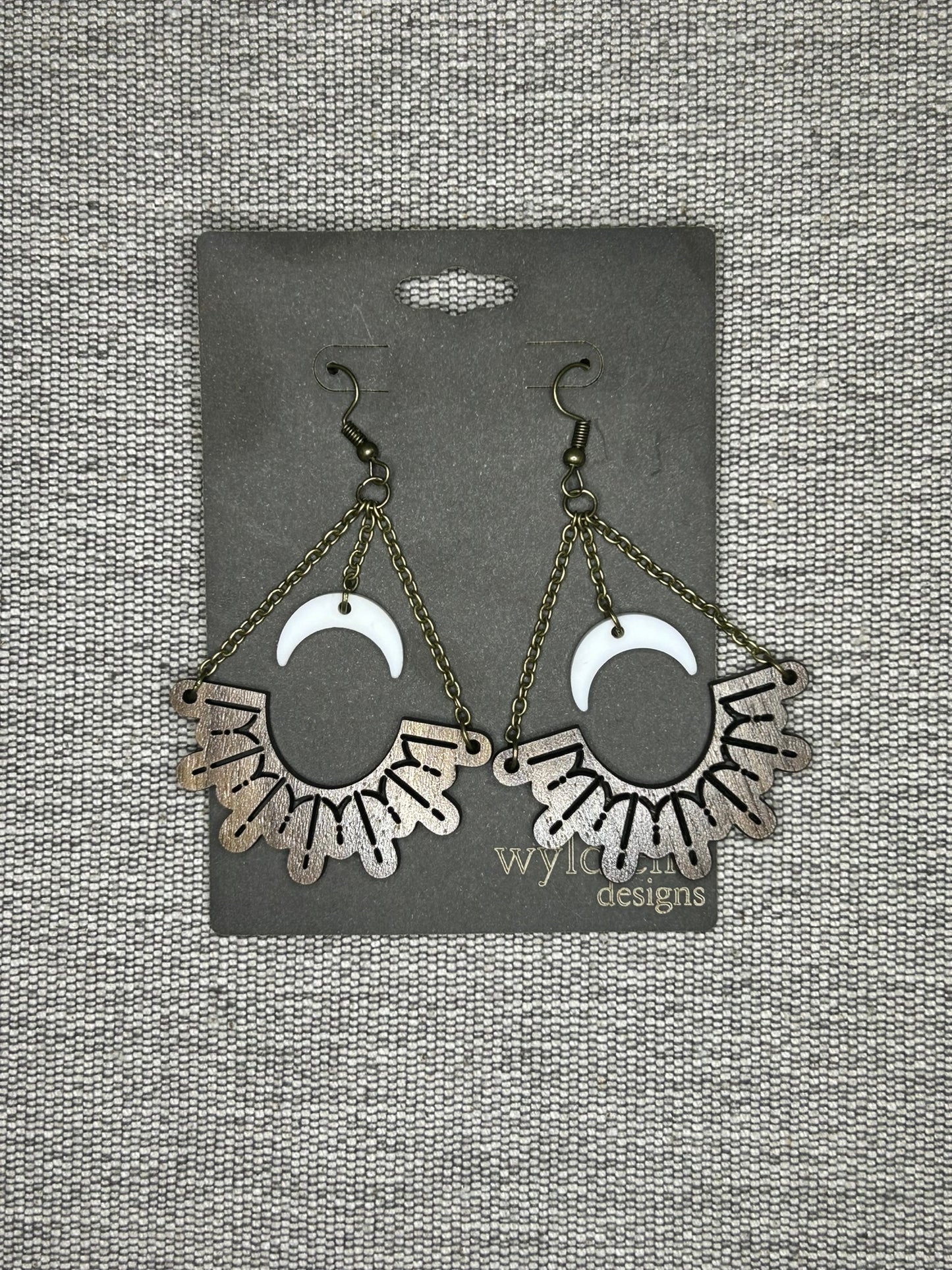 Joy & Justice Logo Earring - Walnut Wood and Acrylic - All Proceeds Donated