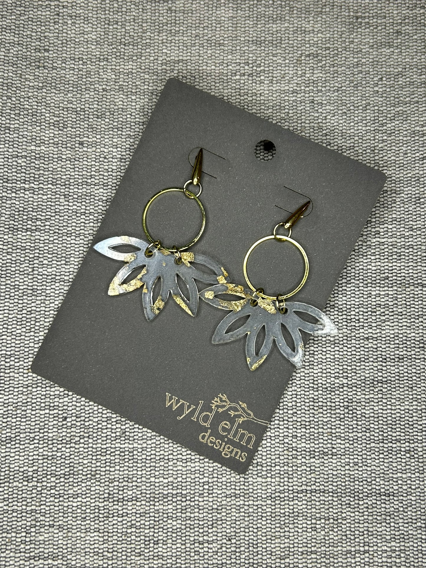 Gold Flake Petal Acrylic Earrings
