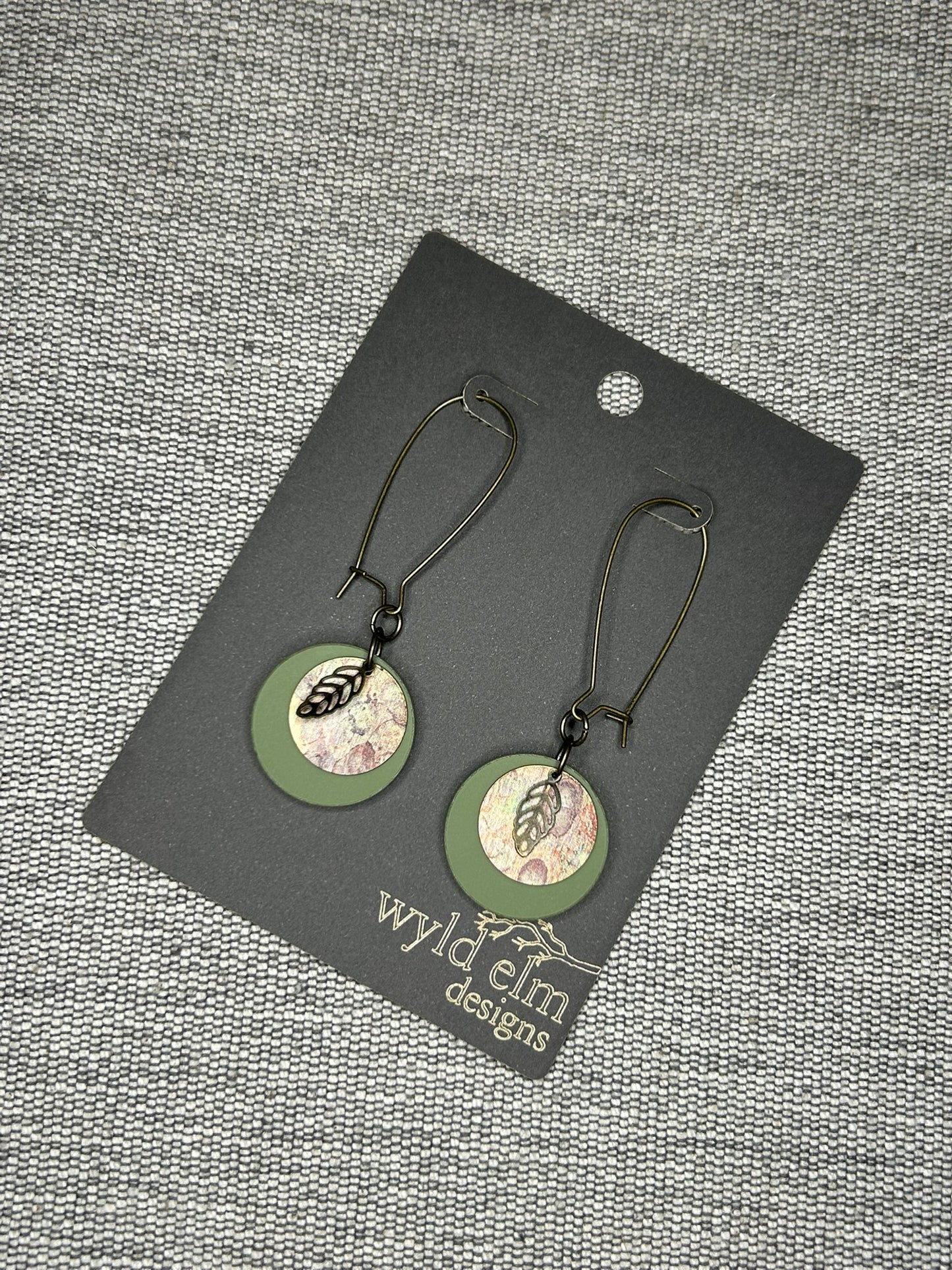Green Fall Leaf Acrylic Earrings