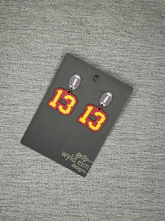 Mike Evans Number 13 Small Football Earring - Mike Evans Family Foundation