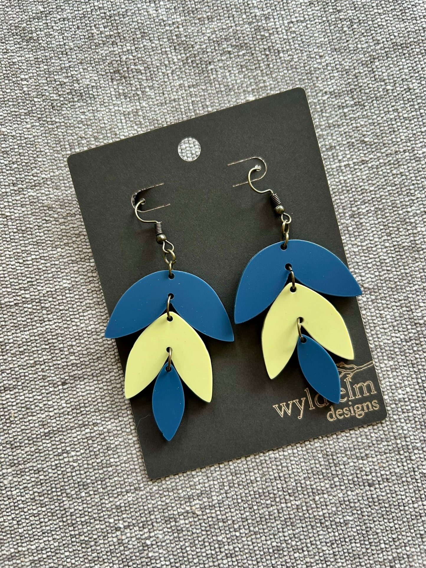School Pride Muted Blue & Yellow Petal Acrylic Earrings