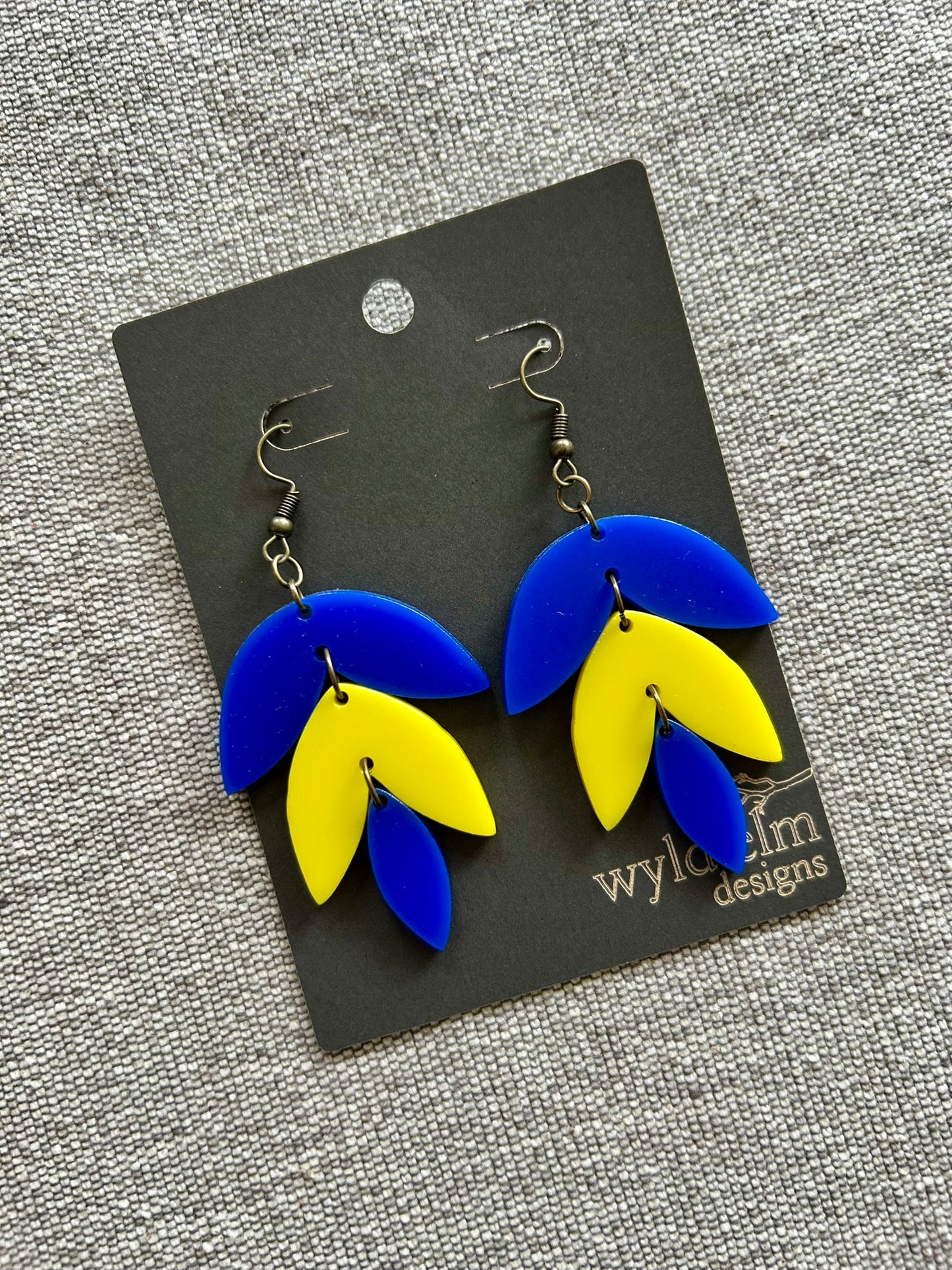 School Pride Bight Blue & Yellow Petal Acrylic Earrings