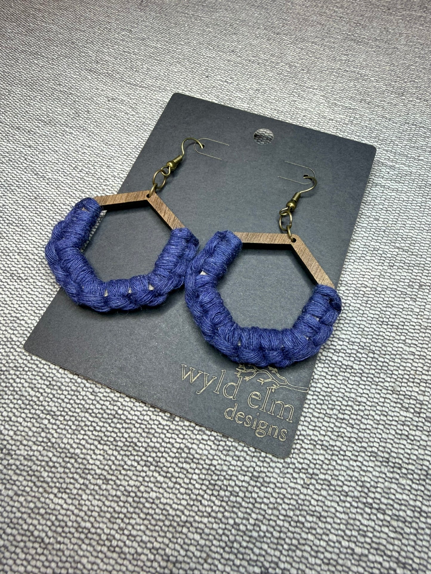 Wood & Macrame Wrapped Earrings
