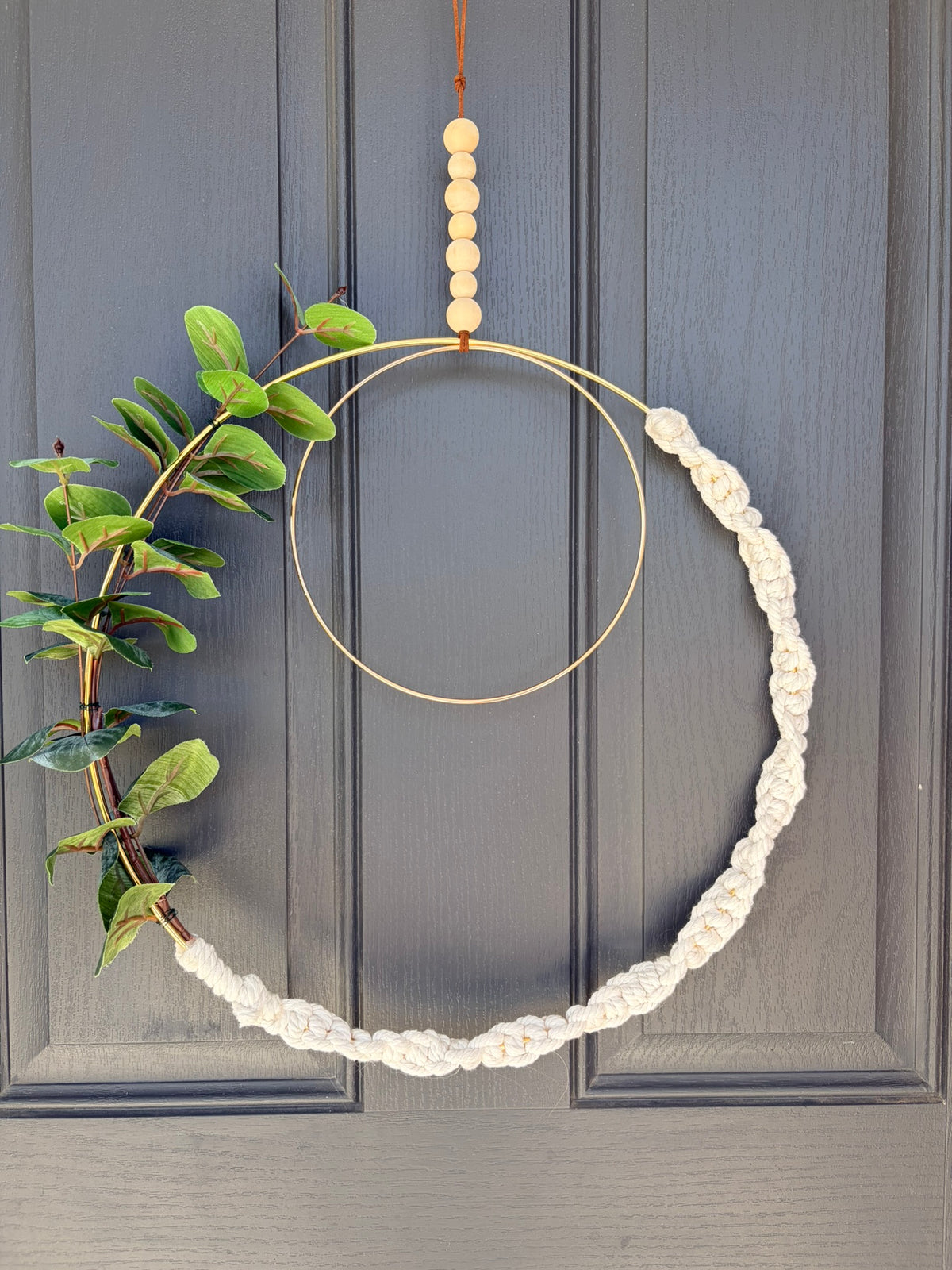 Interchangeable Double Hoop Wreath - Large Macrame Double Hoop Wreath Only (no designs)