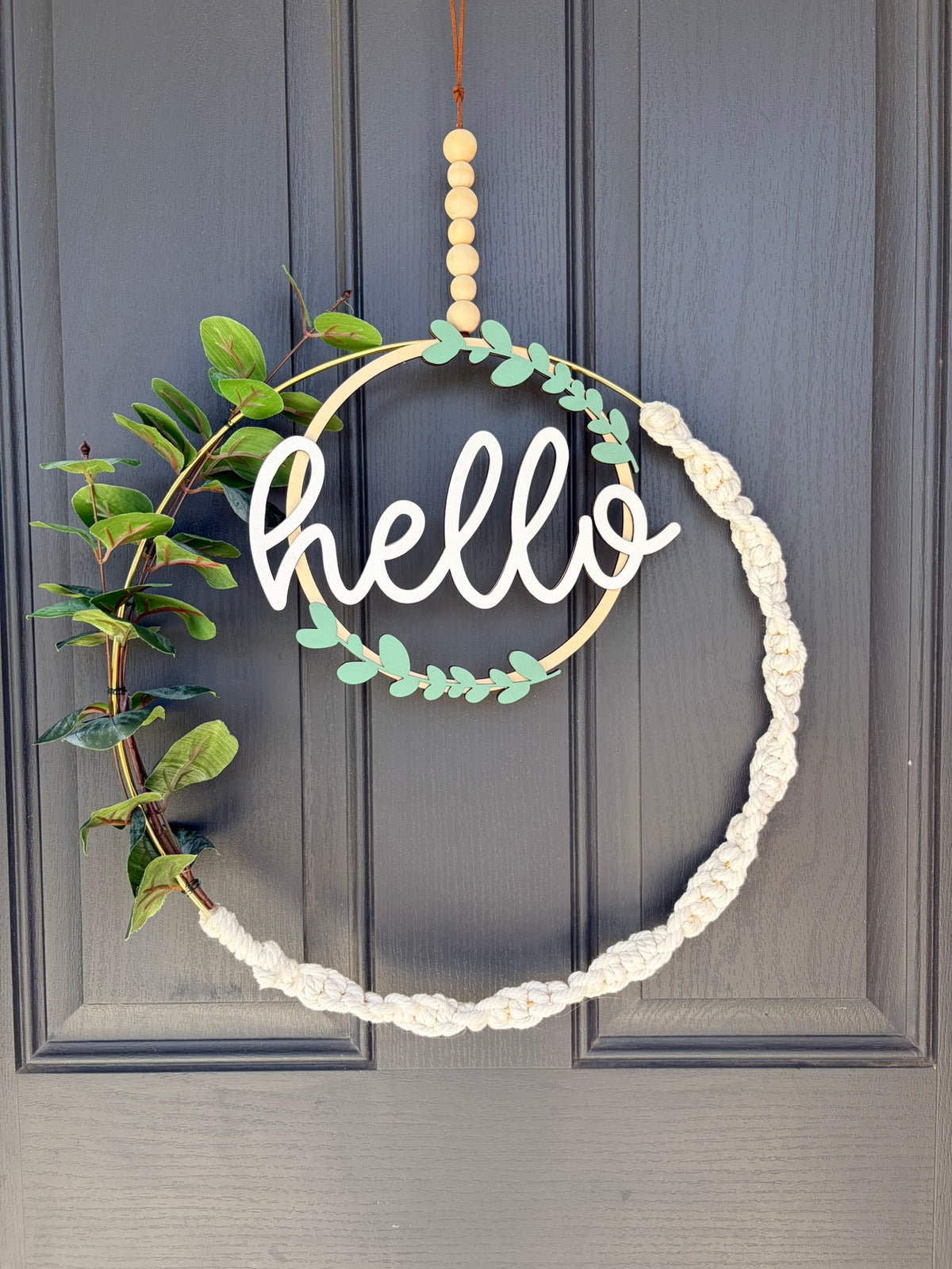 Interchangeable Double Hoop Wreath - Large Macrame Double Hoop Wreath Only (no designs)