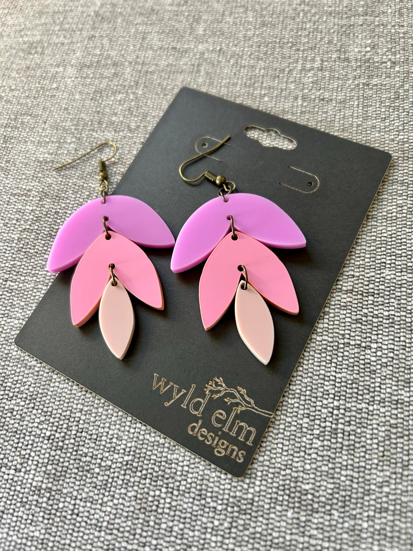 Thinking Pink Petal Acrylic Earrings