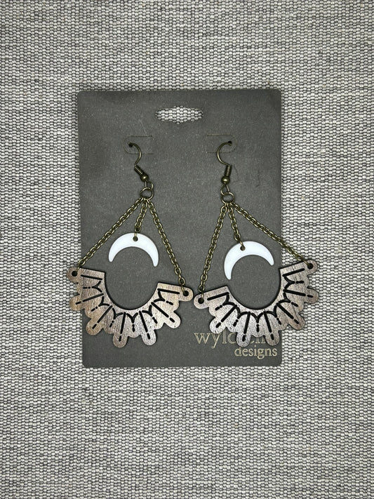 Joy & Justice Logo Earring - Walnut Wood and Acrylic - All Proceeds Donated