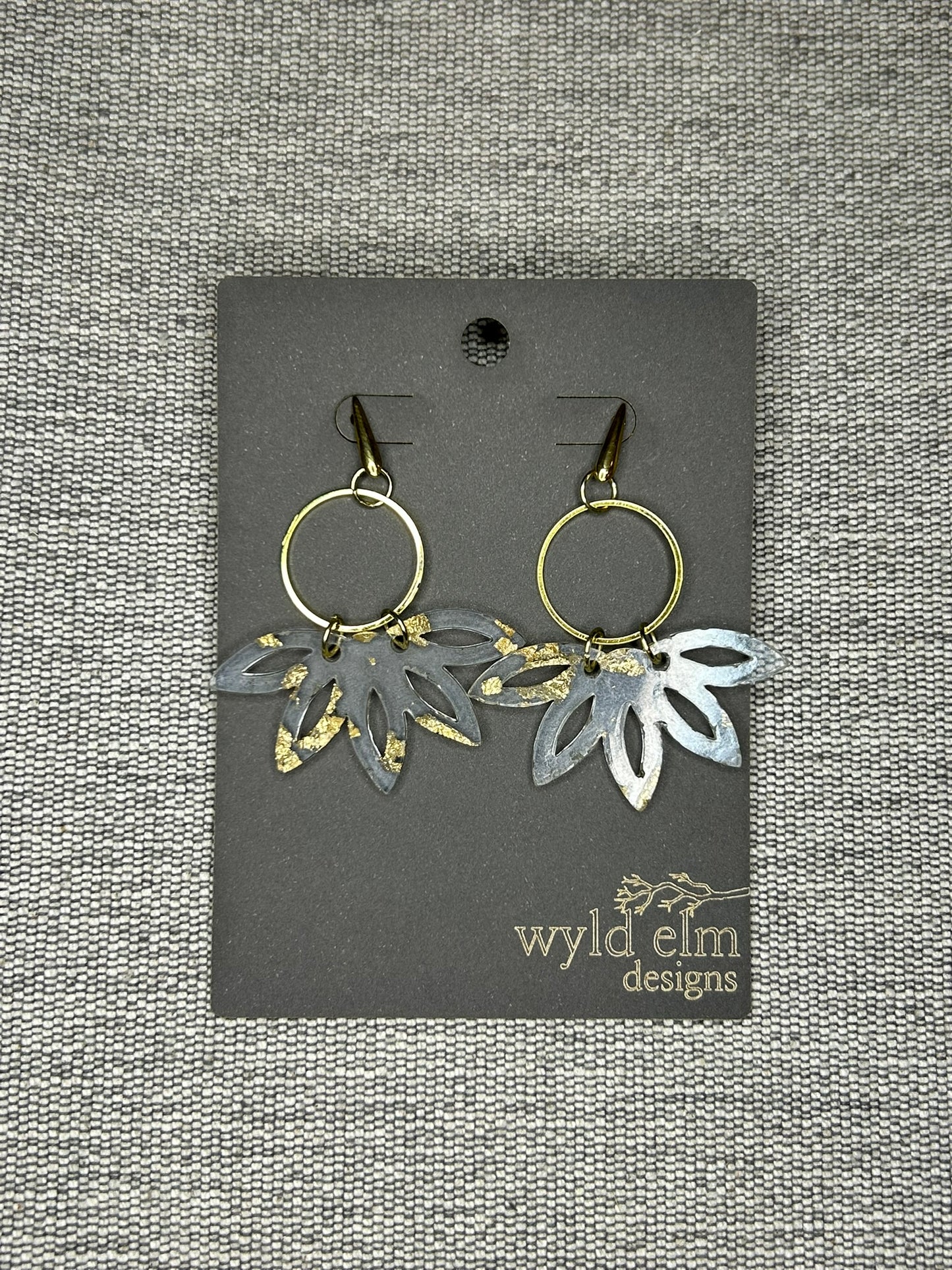 Gold Flake Petal Acrylic Earrings