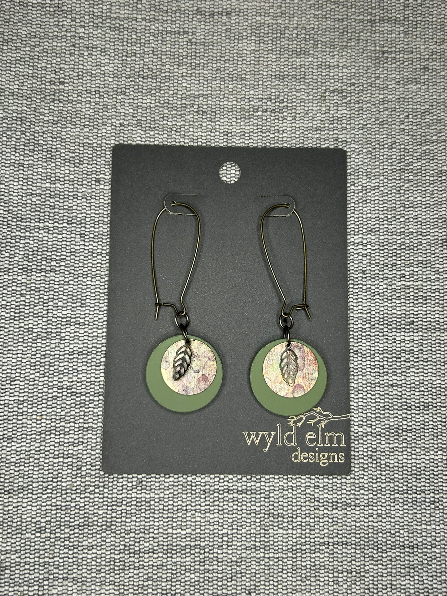 Green Fall Leaf Acrylic Earrings
