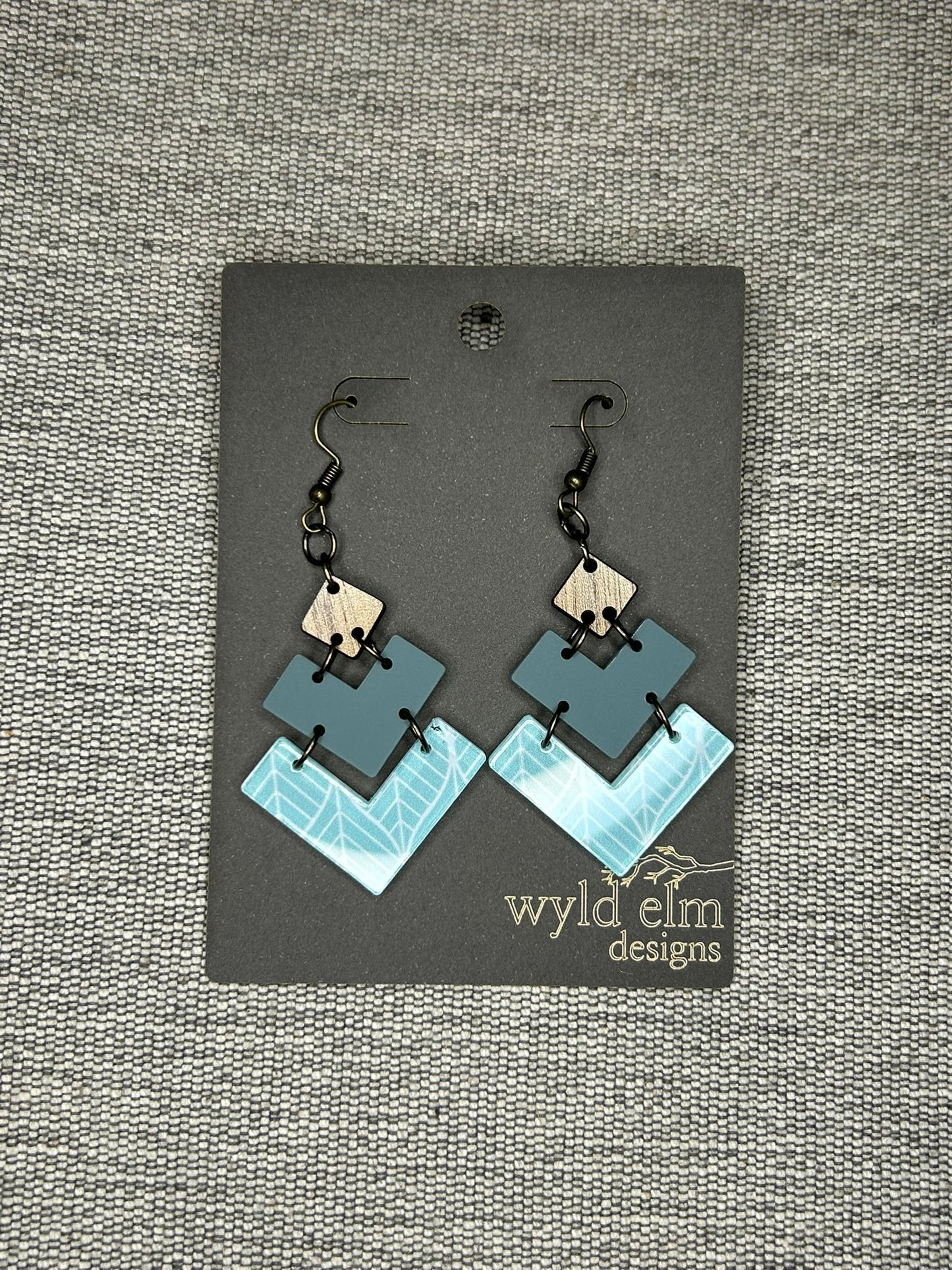 Three Piece Teal Triangle Acrylic Earrings