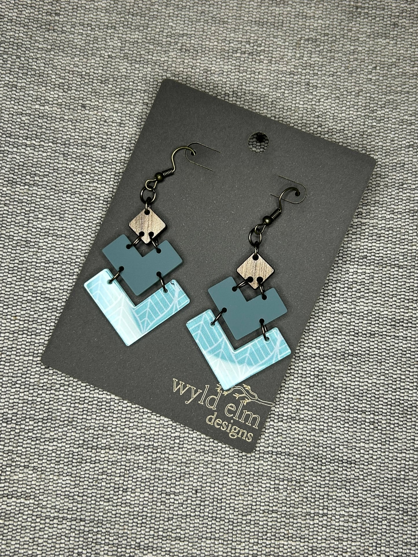 Three Piece Teal Triangle Acrylic Earrings