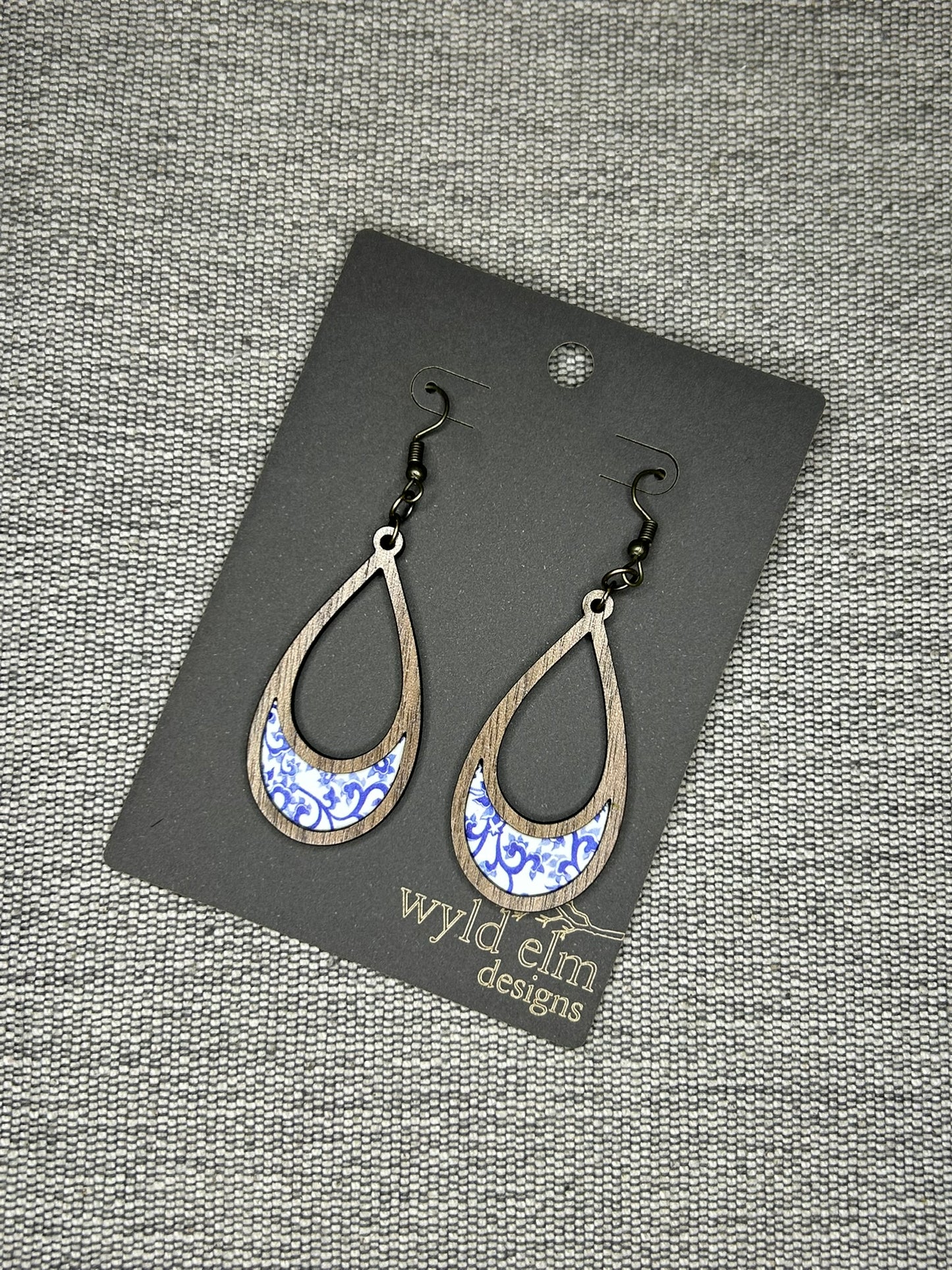 Walnut Wood Inlay Earrings