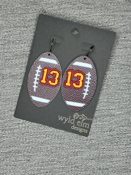 Mike Evans Number 13 Large Football Earring - Mike Evans Family Foundation