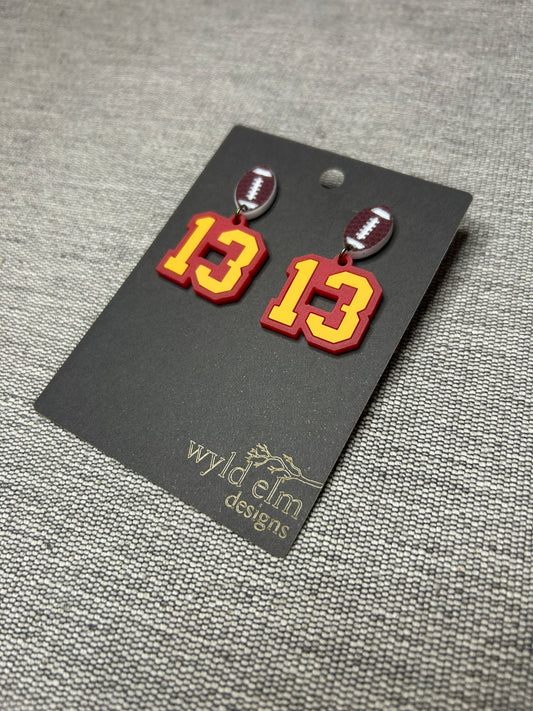 Mike Evans Number 13 Small Football Earring - Mike Evans Family Foundation