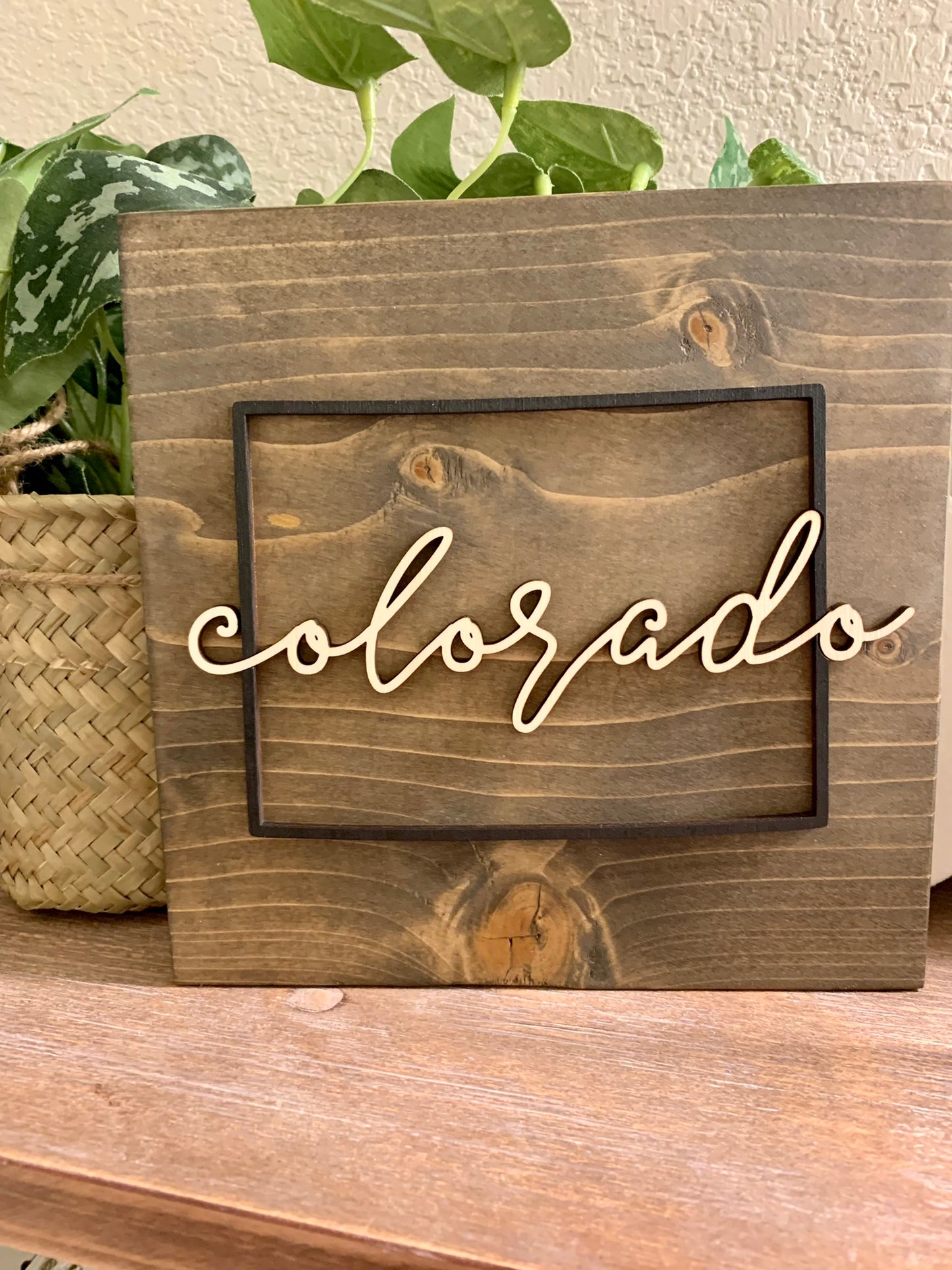 Colorado Home State Wood Sign - State Outline - Farmhouse Wood Sign