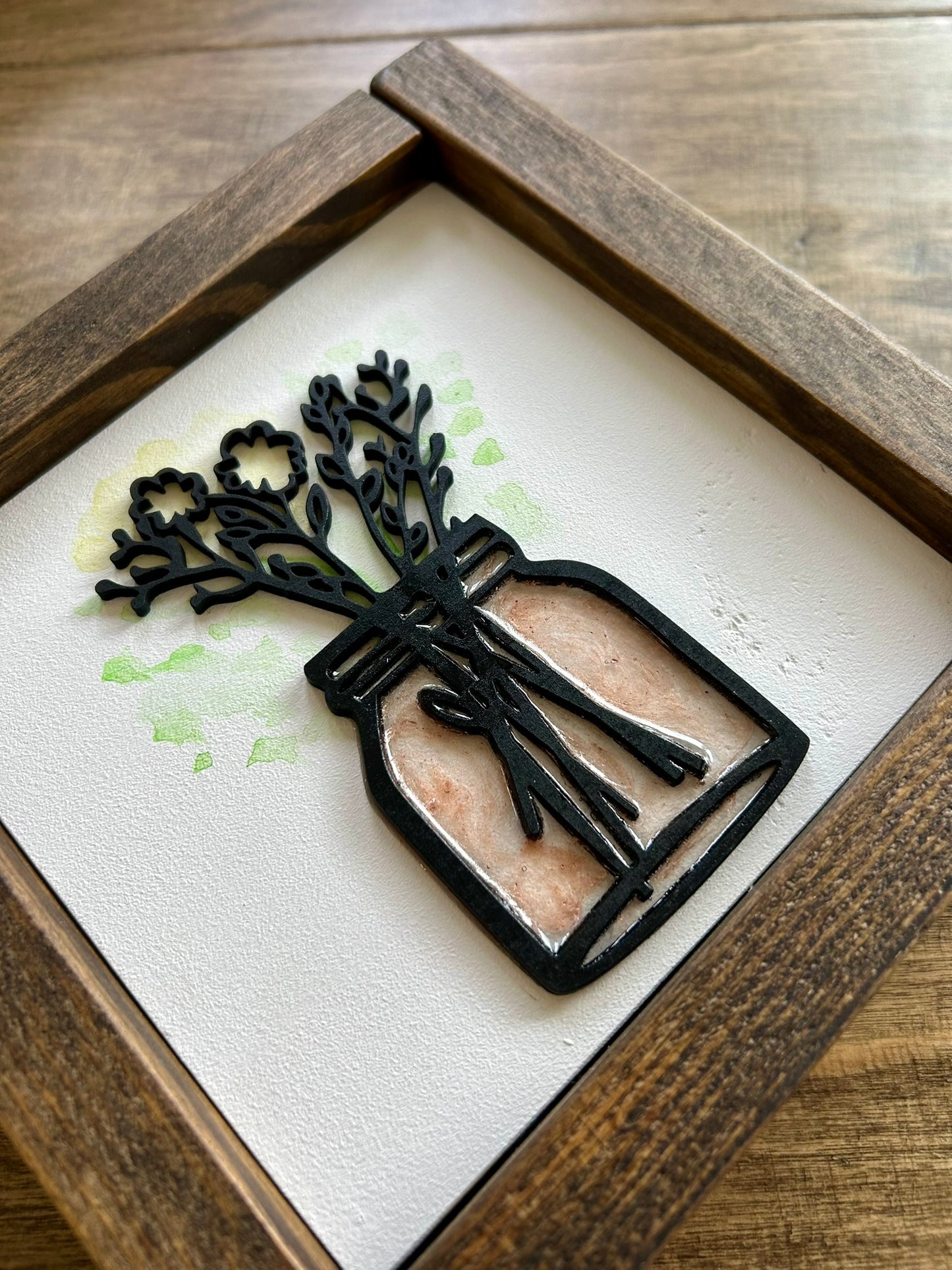Watercolor Floral Vase Mini Wood Sign - Yellow Flowers in Pink Vase