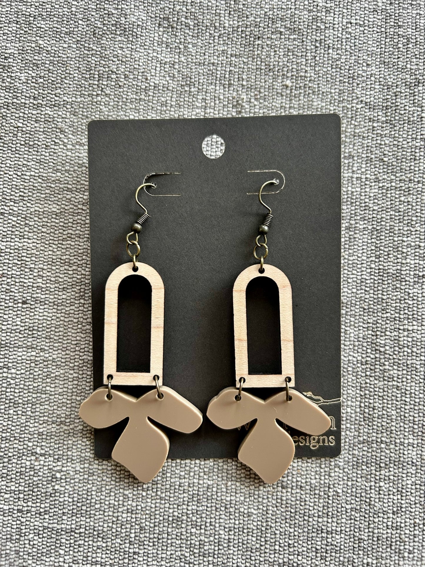 Macchiato Flower Maple Wood Arch Earrings