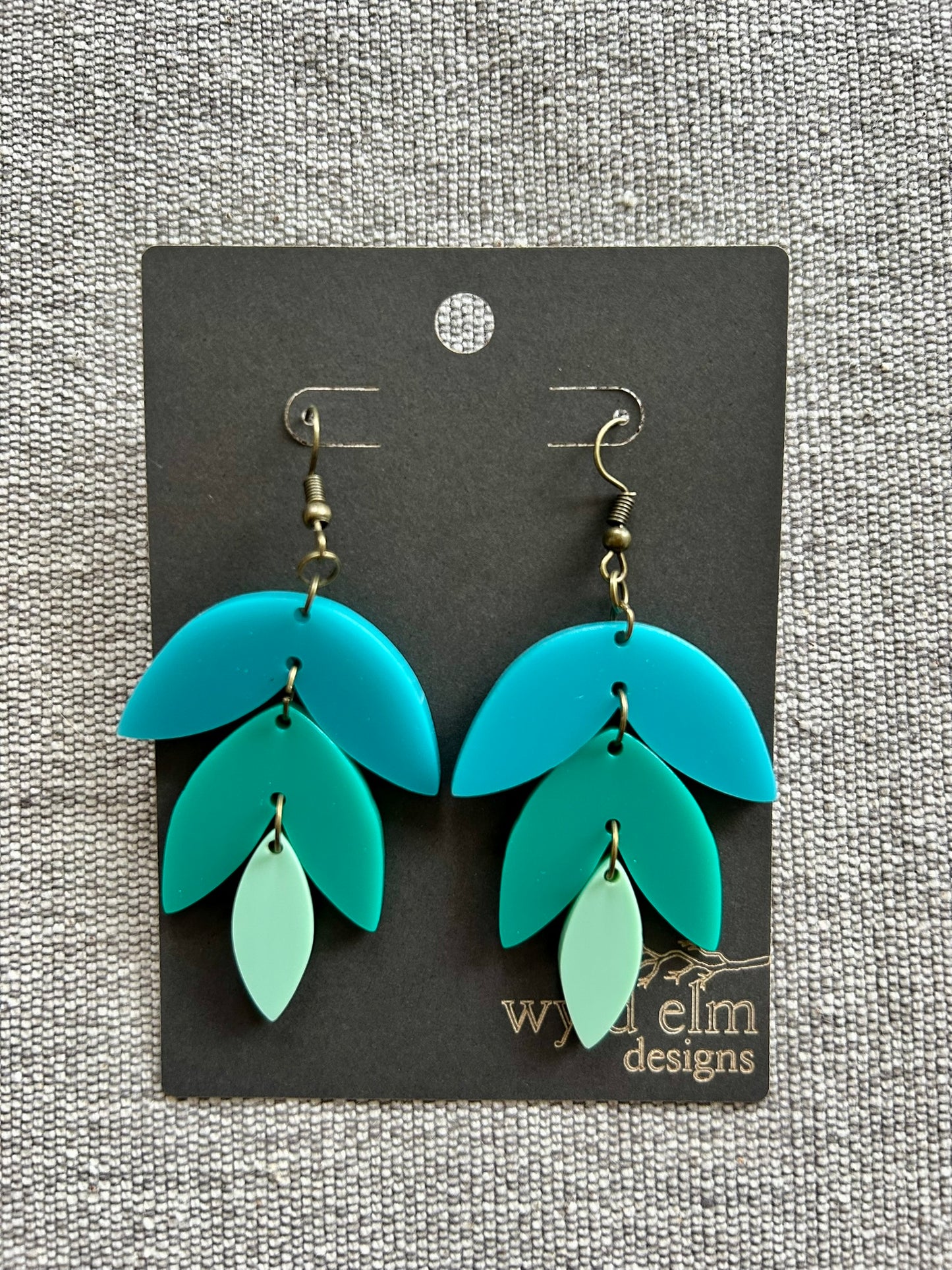 Peacock Teal Petal Acrylic Earrings