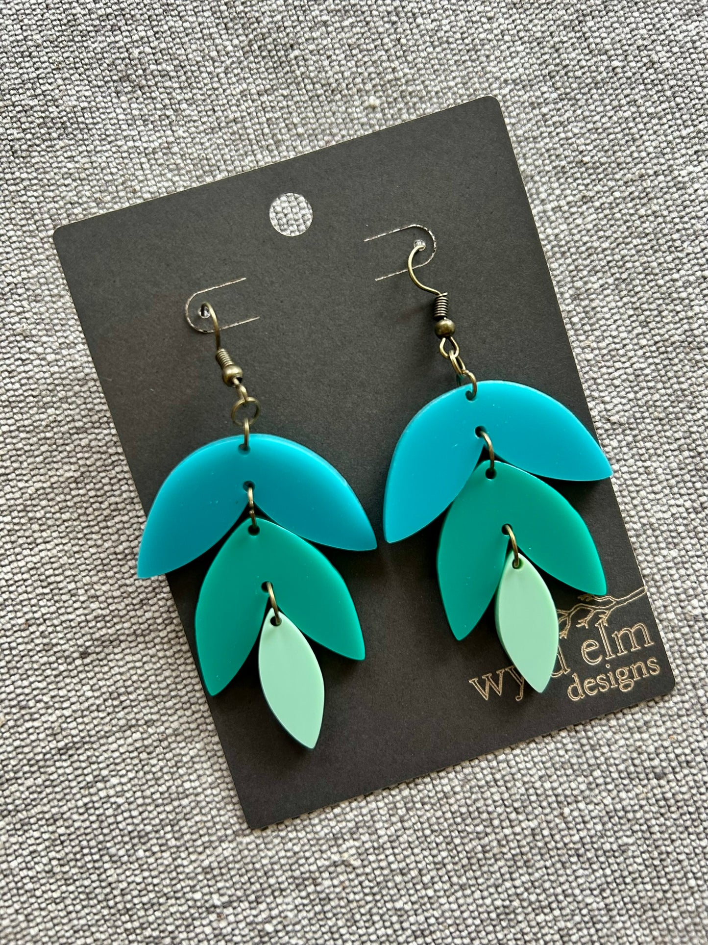 Peacock Teal Petal Acrylic Earrings