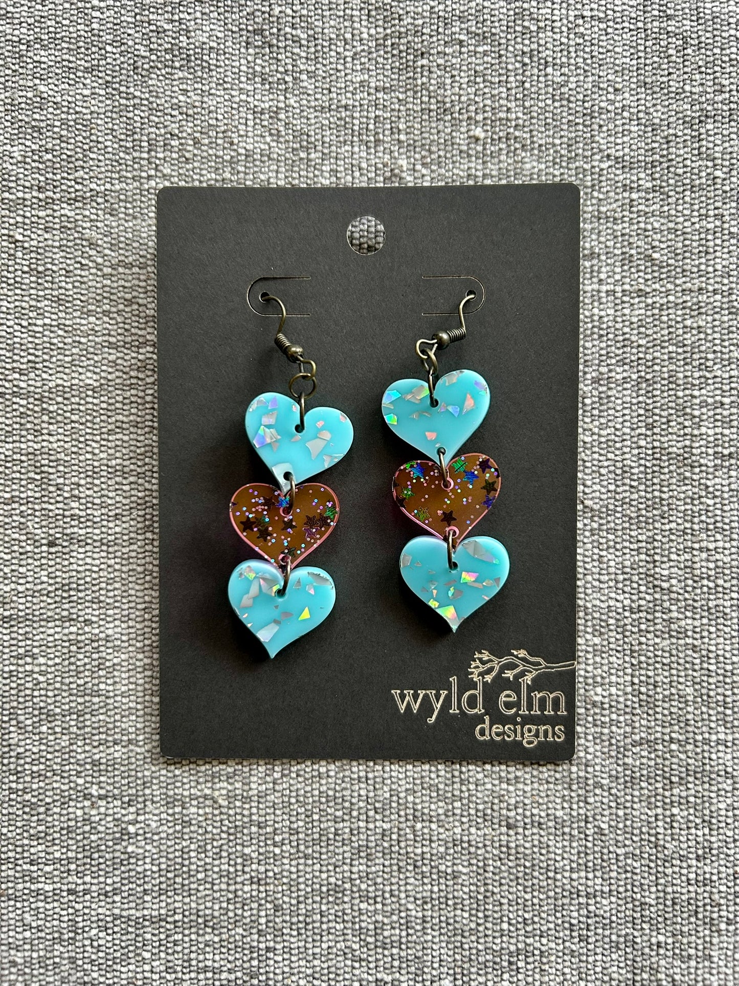 Pink & Blue Glitter Acrylic Lover Earrings