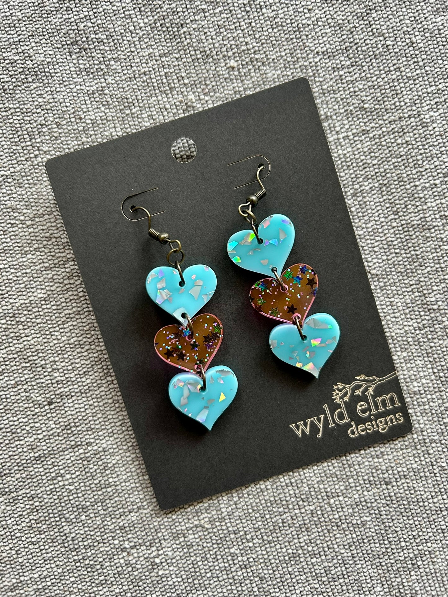 Pink & Blue Glitter Acrylic Lover Earrings