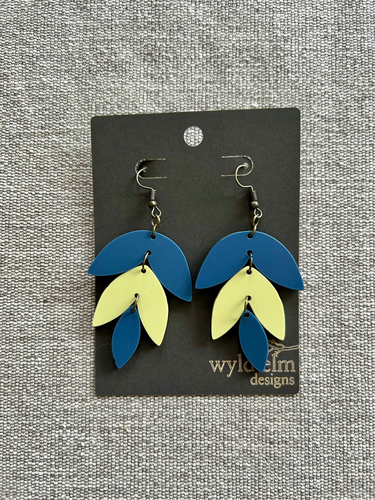School Pride Muted Blue & Yellow Petal Acrylic Earrings