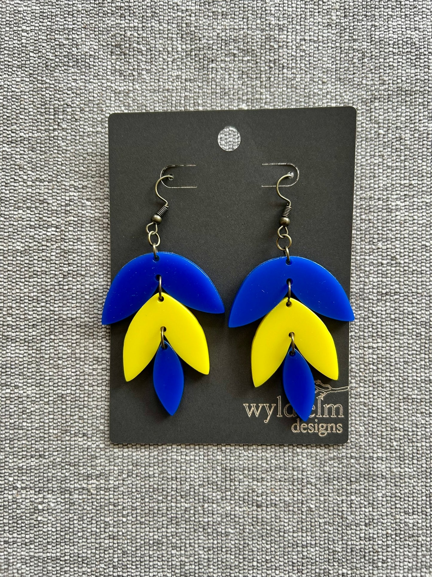 School Pride Bight Blue & Yellow Petal Acrylic Earrings