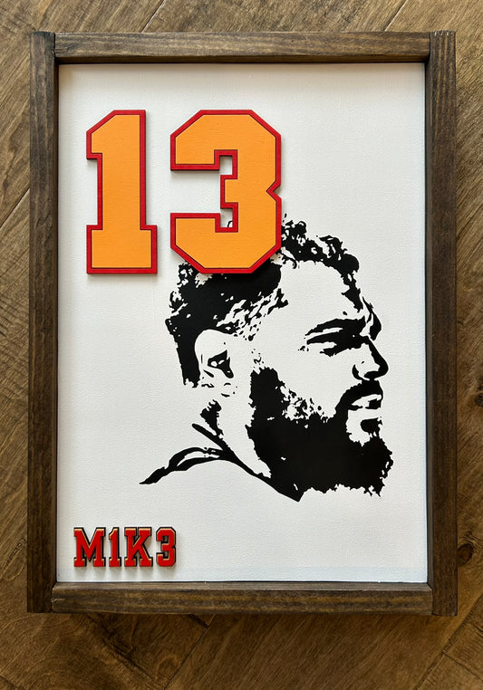 Mike Evans Silhouette Number 13 Wood Sign - Mike Evans Family Foundation