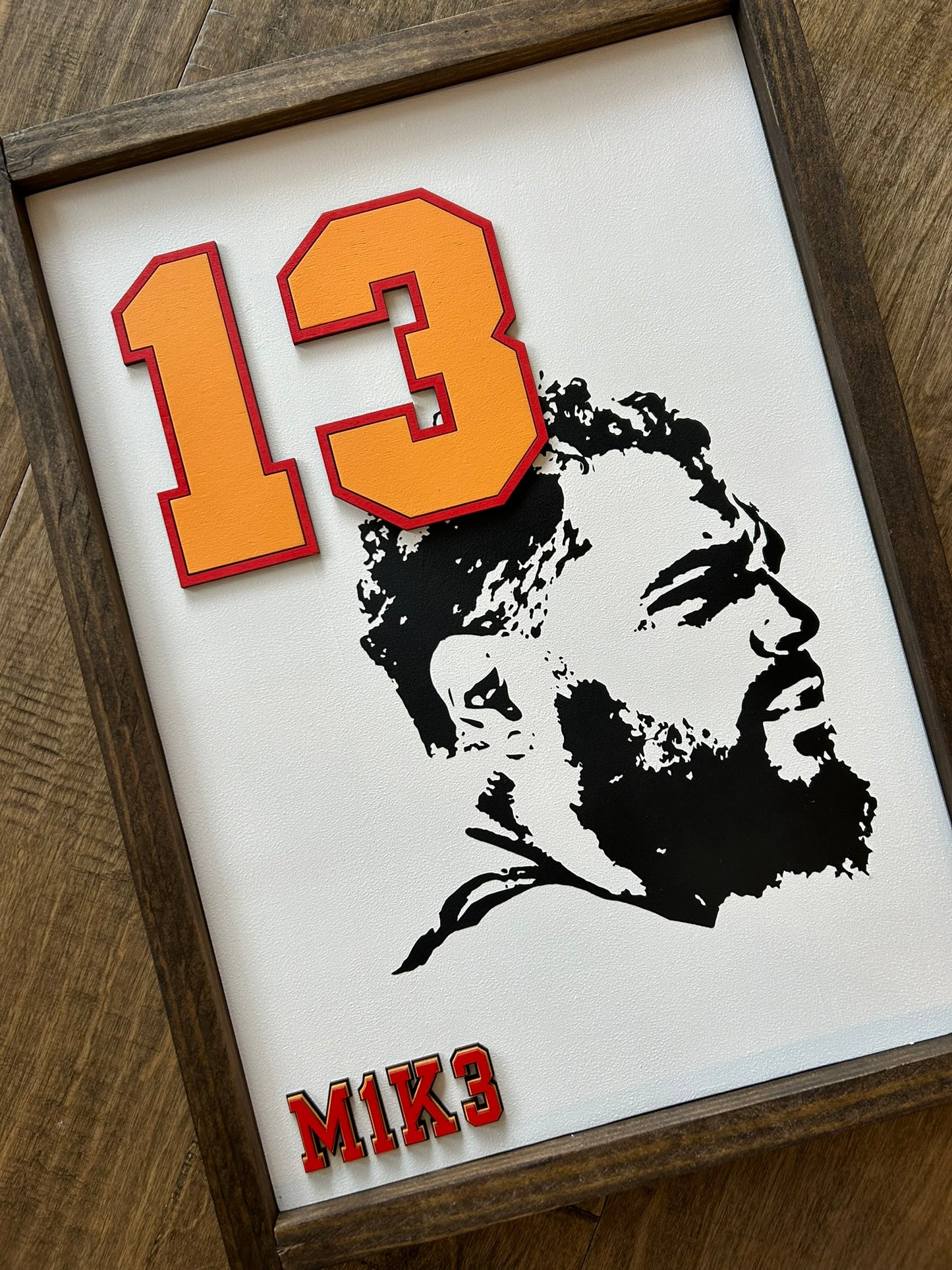Mike Evans Silhouette Number 13 Wood Sign - Mike Evans Family Foundation