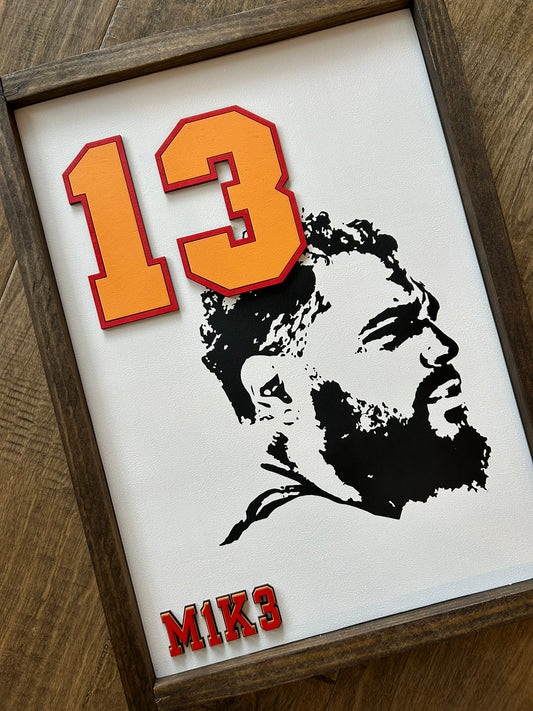 Mike Evans Silhouette Number 13 Wood Sign - Mike Evans Family Foundation