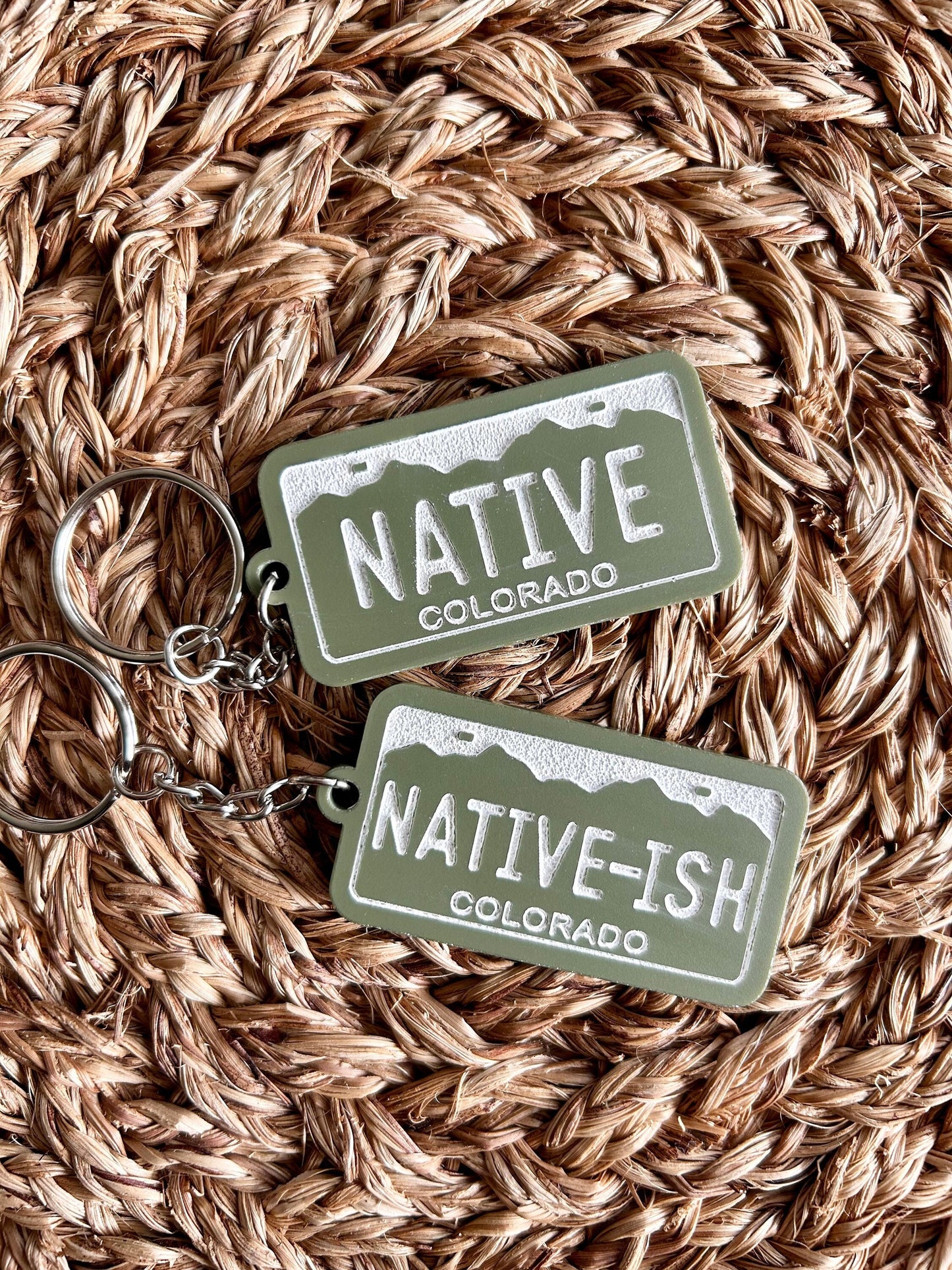 Colorado Native & Native-ish License Plate Acrylic Keychains