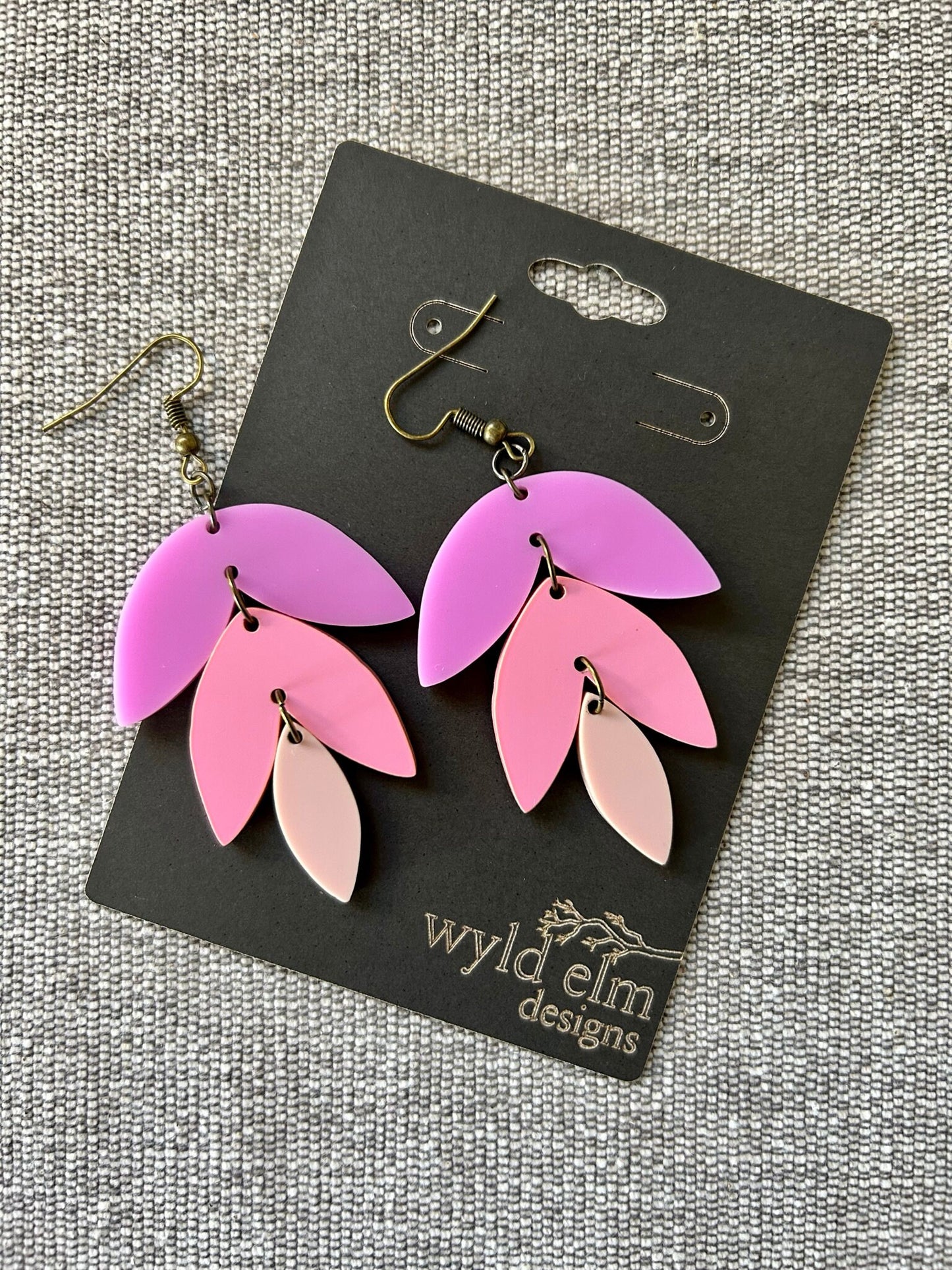 Thinking Pink Petal Acrylic Earrings