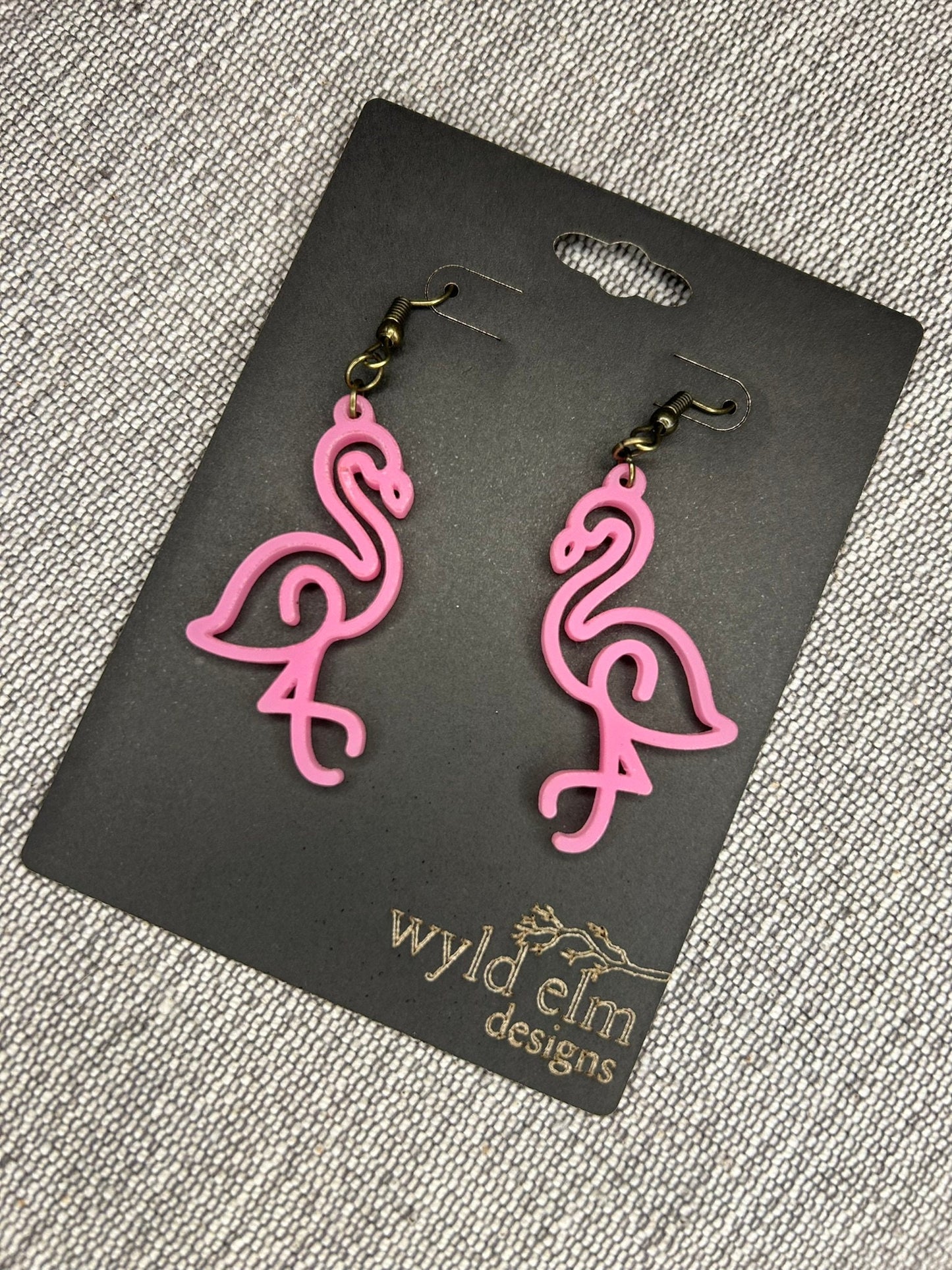 Acrylic Neon Pink Flamingo Earrings - Lightweight Hypoallergenic Earrings