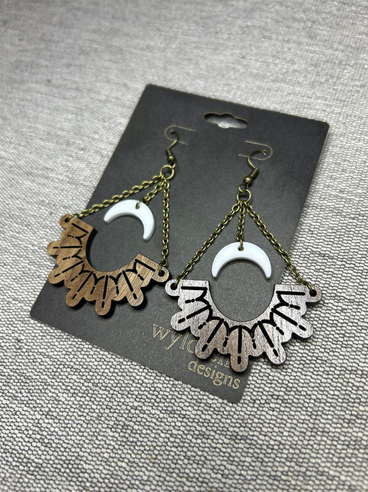 Joy & Justice Logo Earring - Walnut Wood and Acrylic - All Proceeds Donated