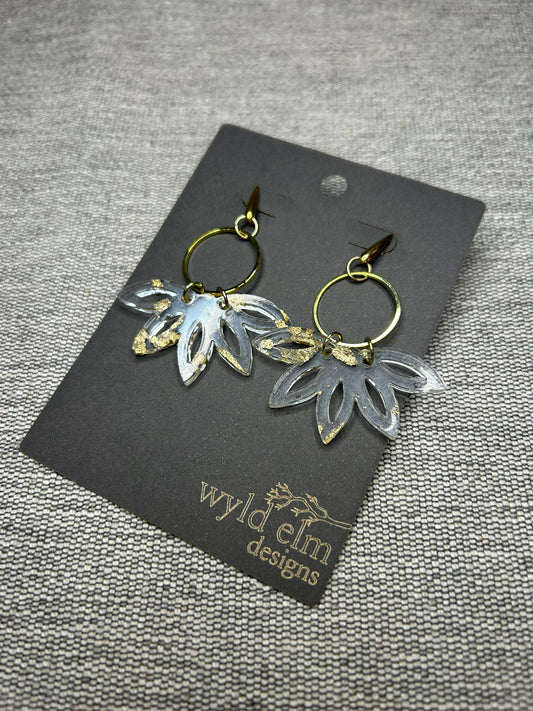 Gold Flake Petal Acrylic Earrings