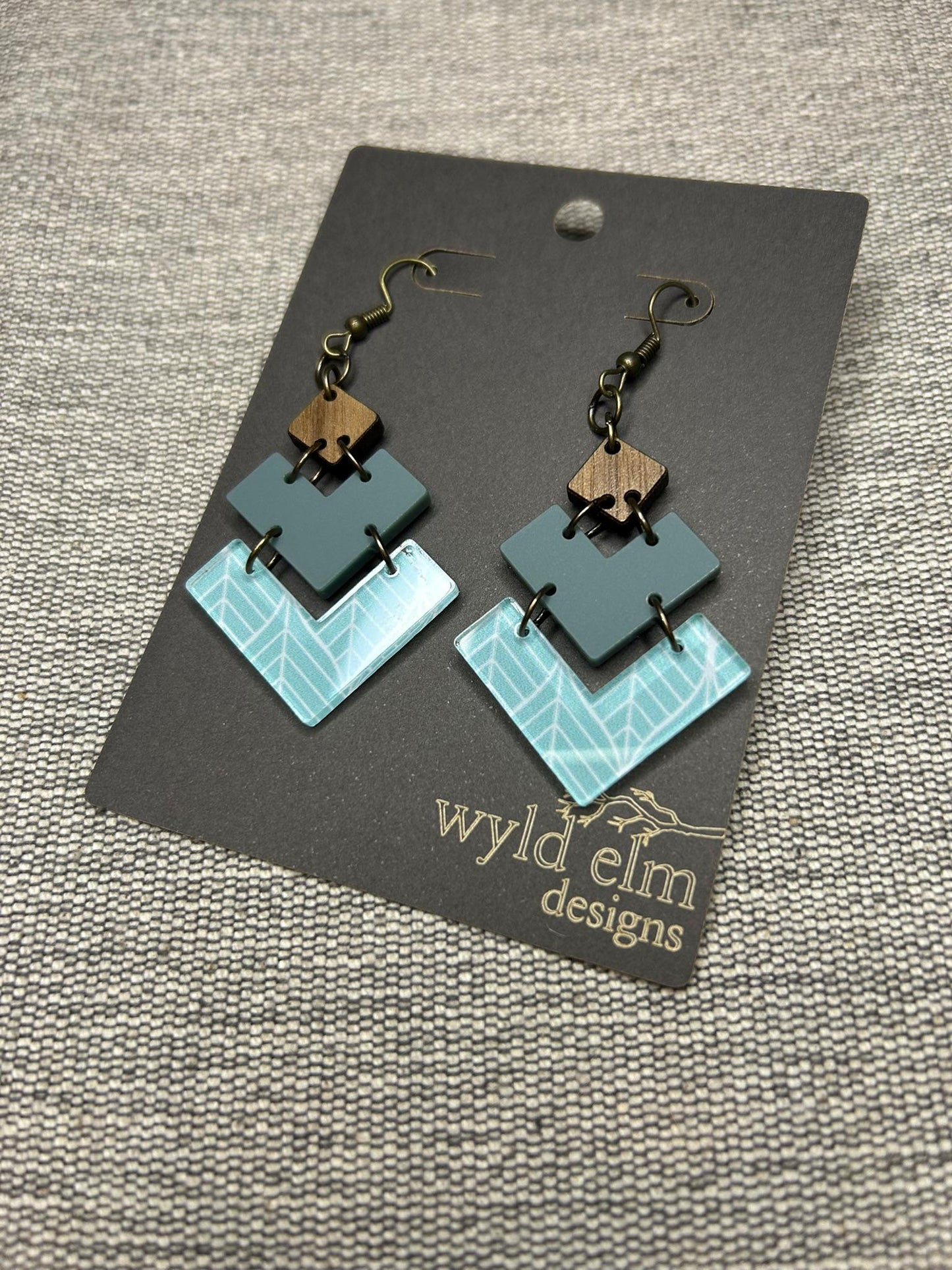Three Piece Teal Triangle Acrylic Earrings