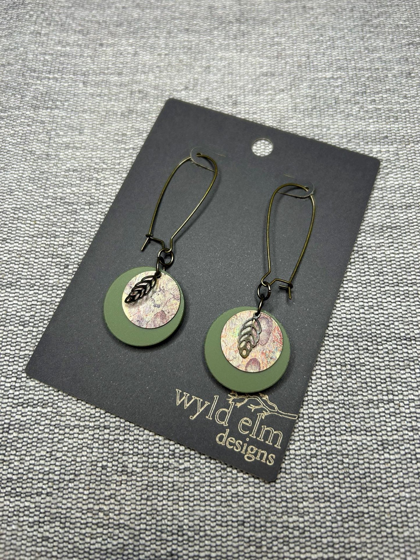 Green Fall Leaf Acrylic Earrings