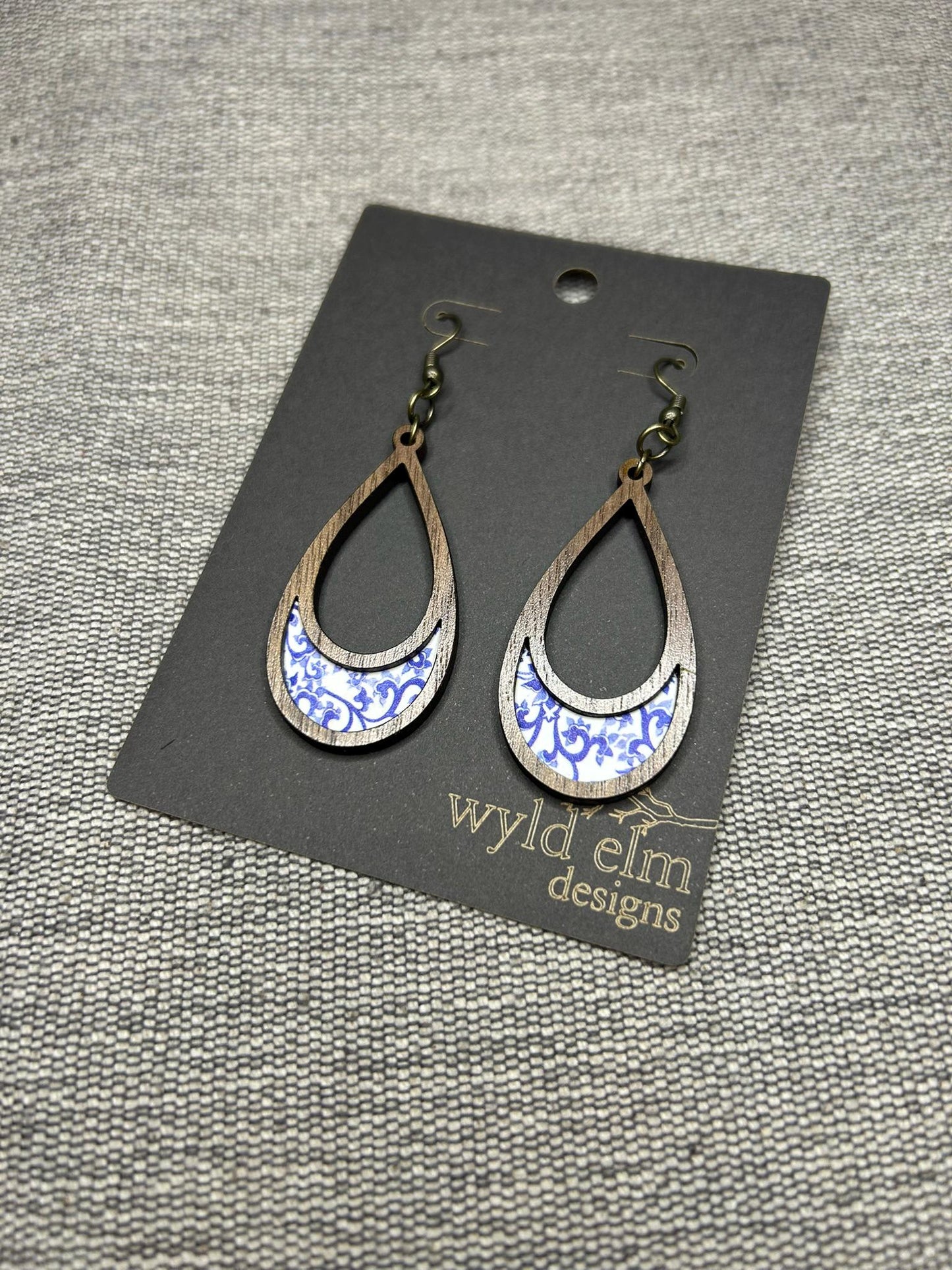 Walnut Wood Inlay Earrings