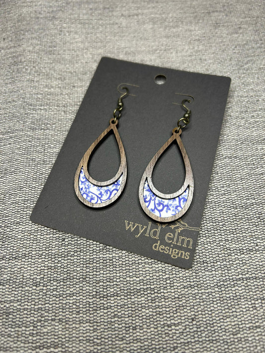Walnut Wood Inlay Earrings